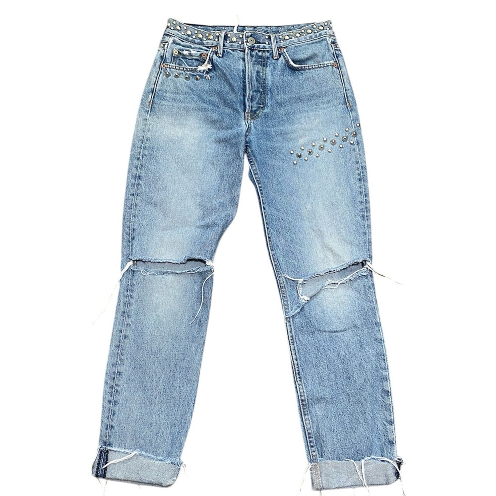 Grlfrnd Studded Distressed straight leg Jeans size 26